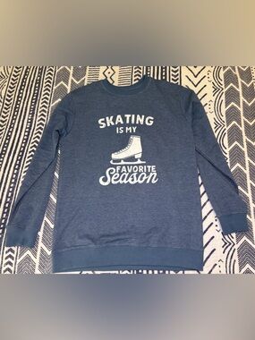 Blue 'Skating Is My Favorite Season' Oversized Crewneck Sweatshirt
